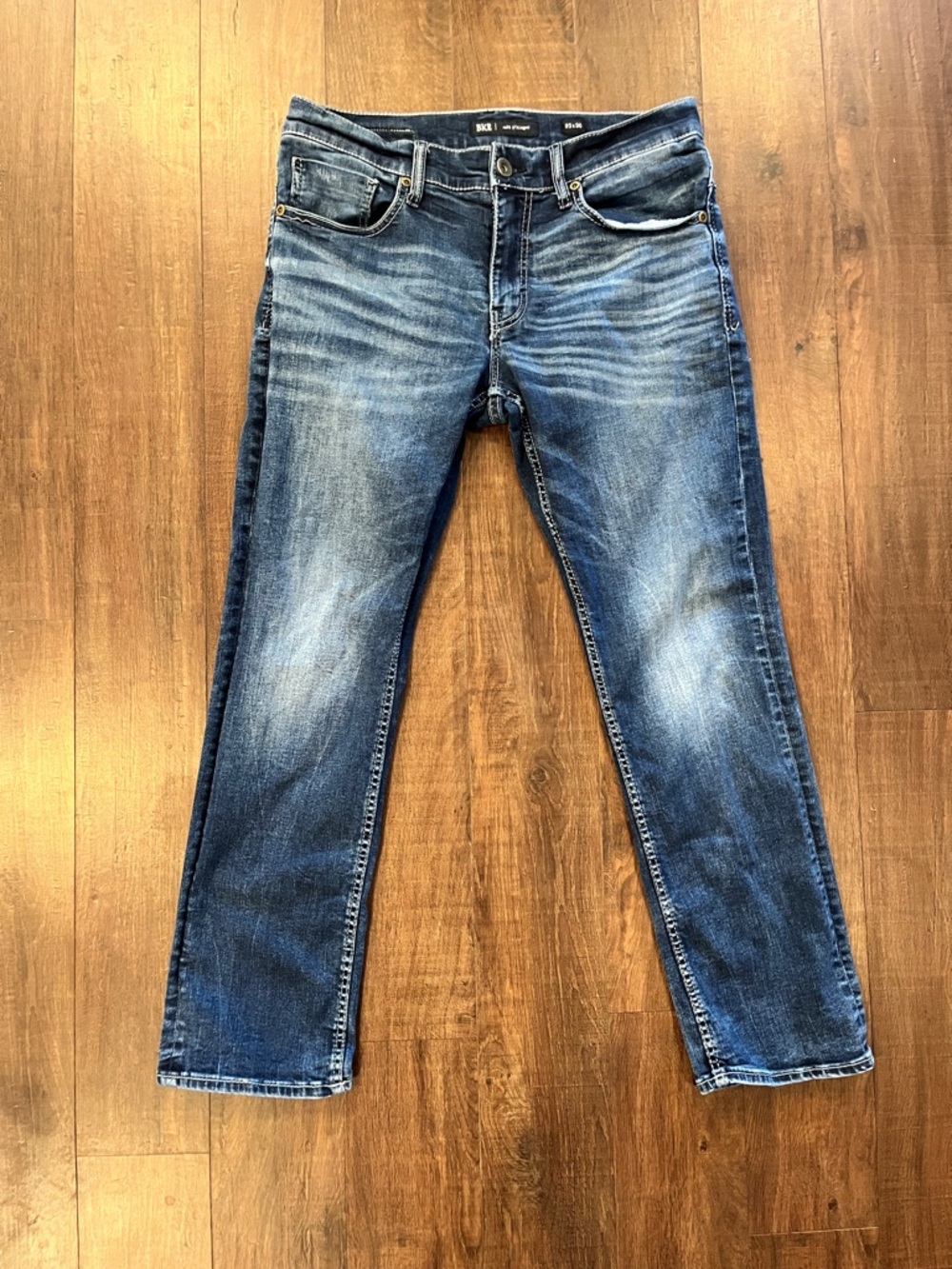 BKE Buckle Jake Straight Leg Jeans Mens 32x30 Blue Premium Stretch Denim